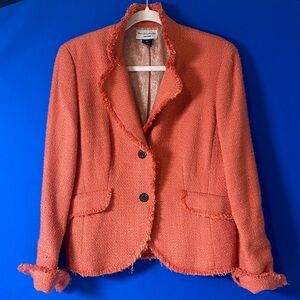Gorgeous “YOU'RE GOING TO LOVE THIS! NY- Orange Raw Edge 2 Button Blazer Sz 8